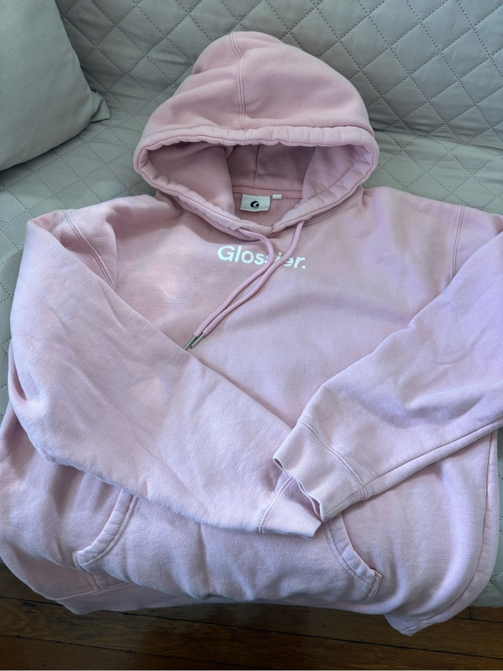 Glossier Soft Pink Hooded Sweatshirt - Women's Pullover
